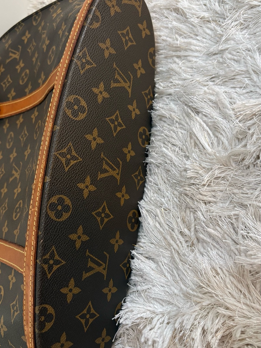 Louis Vuitton Brown Monogram Canvas Tote with Tan Leather Trim - Picture 7 of 13